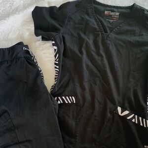 Grey's Anatomy Black Scrub Set with Zebra Details